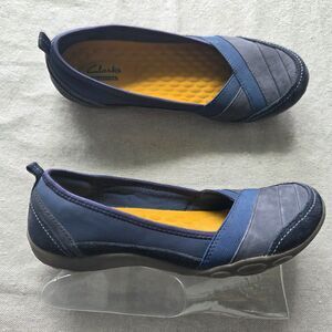 Clarks Haley Red Flat  Womens 6.5 M Navy Blue Suede Slip-On Ballet Shoes Loafer
